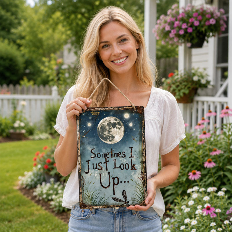 ✨Retro Night Sky Metal Sign – “Sometimes I just look up