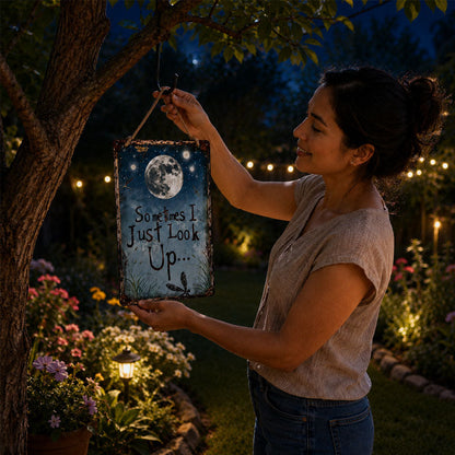 ✨Retro Night Sky Metal Sign – “Sometimes I just look up