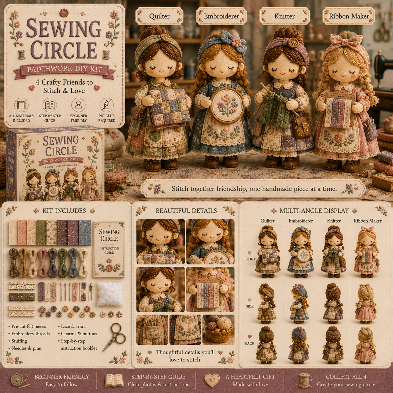 🎁Last Day 49%🧵 Tiny Worlds Collection – Patchwork DIY Kit Series