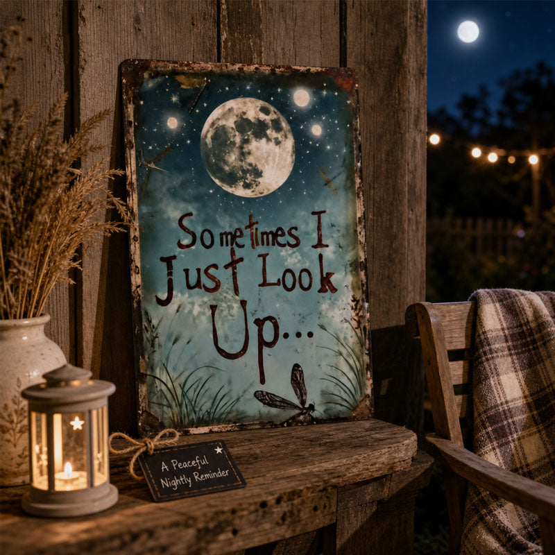 ✨Retro Night Sky Metal Sign – “Sometimes I just look up