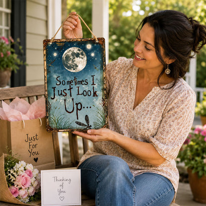 ✨Retro Night Sky Metal Sign – “Sometimes I just look up